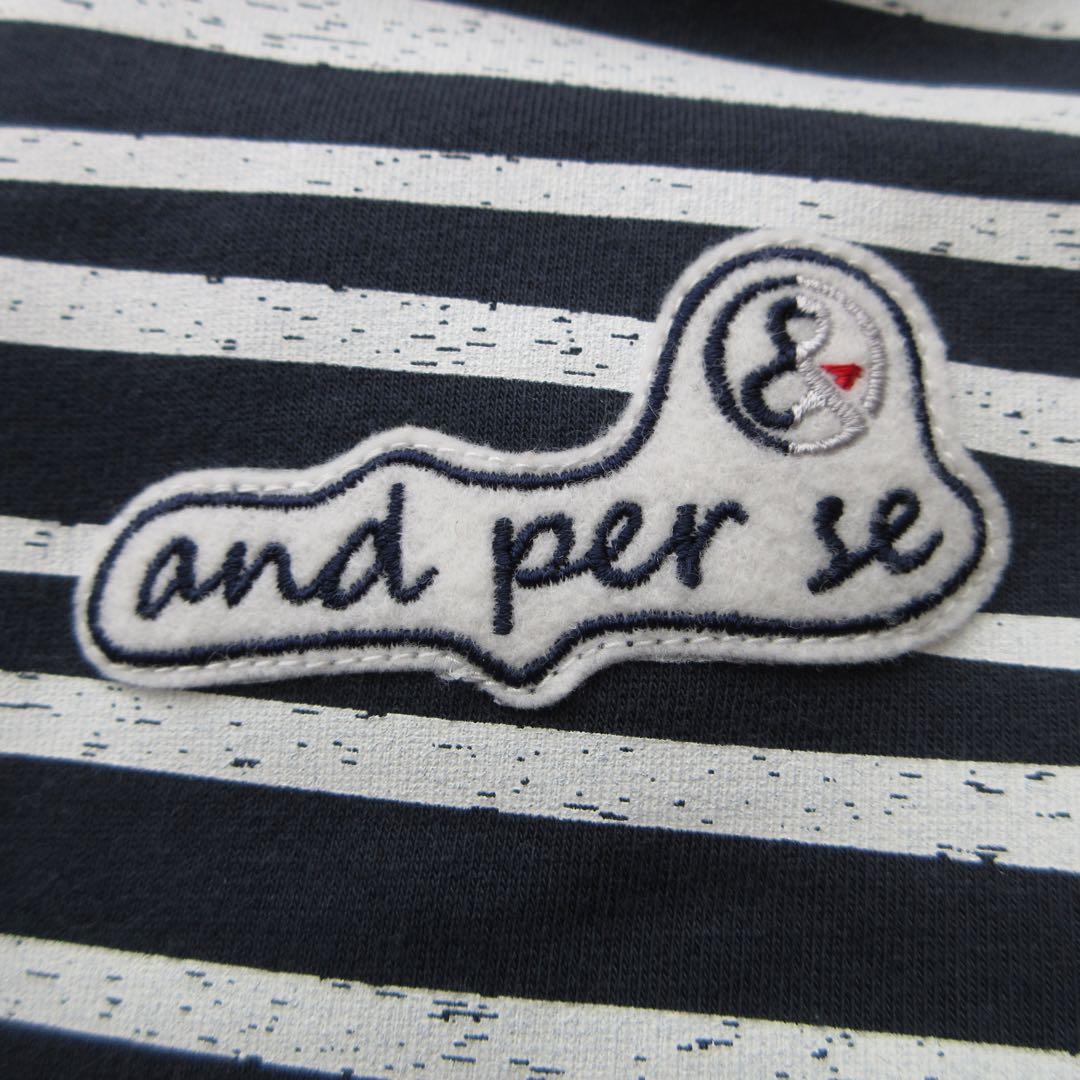 and per se アンパスィ ワッペン刺繍 ボーダー柄 パーカー フーディ
