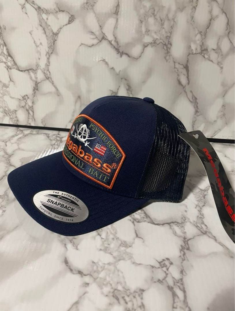 廃盤/レア【メガバス】エンブレム キャップ フィッシング釣りブラックバス 橙×紺