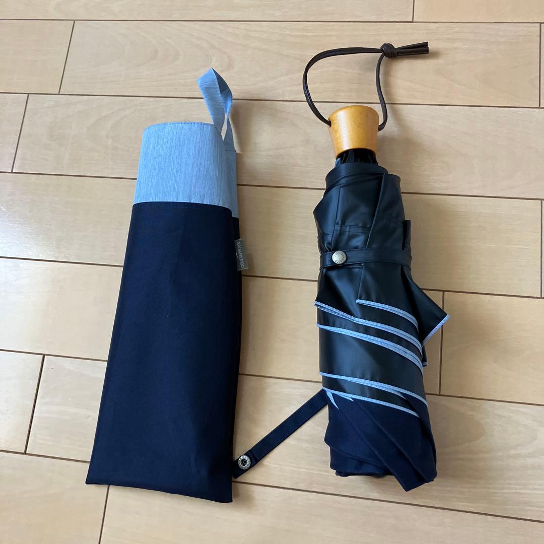 サンバリア 100 折りたたみ日傘 ネイビー 3段折