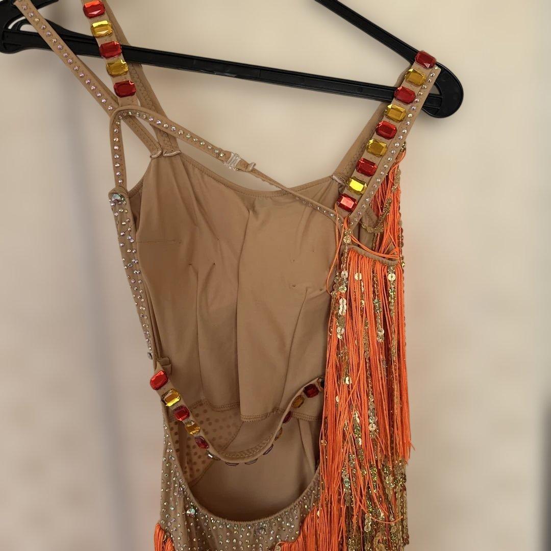 社交ダンス用ラテンドレス ベージュオレンジ