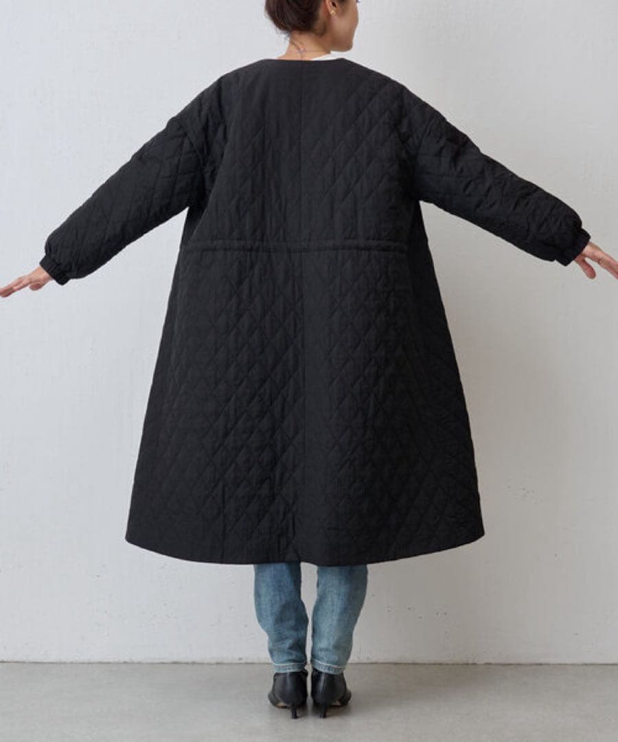 BEARDSLEY ビアズリー バルーン袖キルティングフレアーコート ブラック