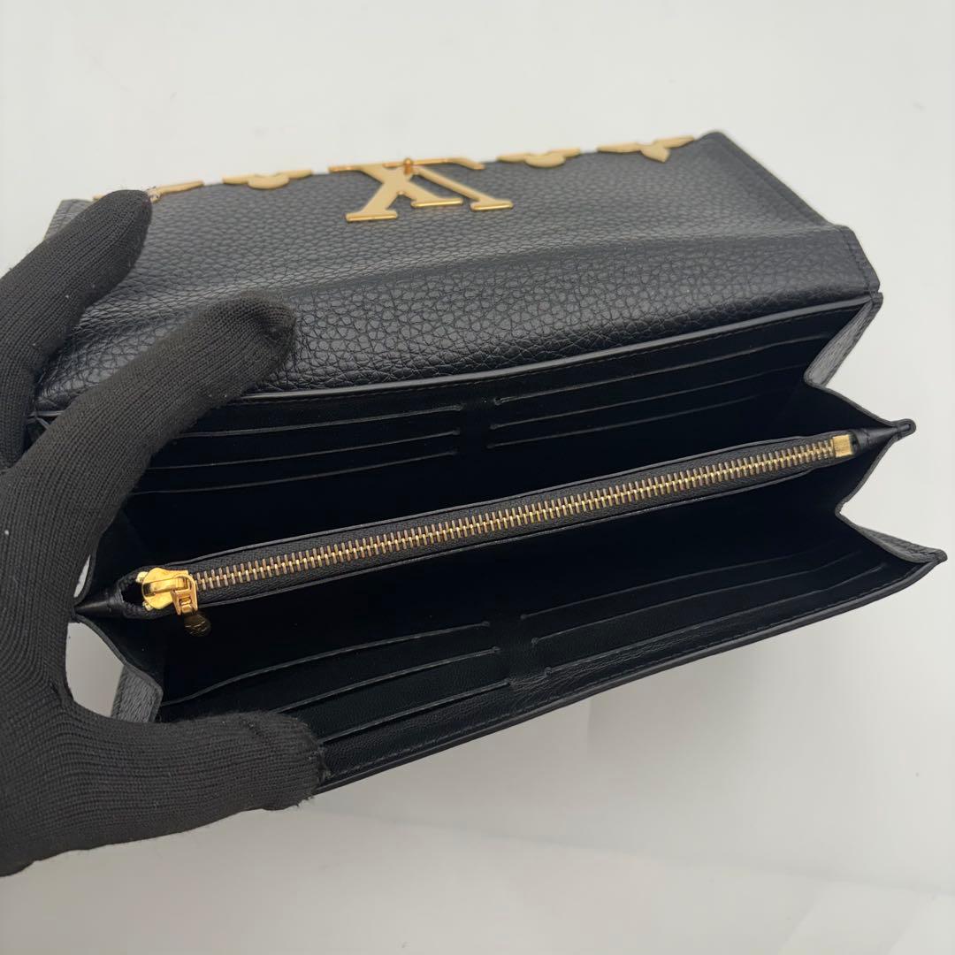 ルイヴィトン カプシーヌ フラワー ブラック 長財布 トリヨン レディース