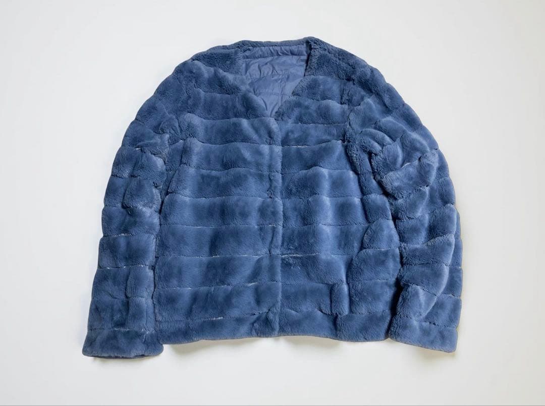 ソージュ soeju エコファーリバーシブルショートコート　ブルー　ブルゾン