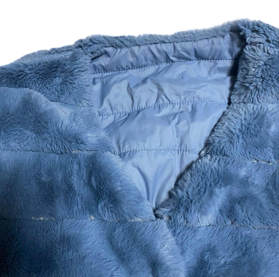 ソージュ soeju エコファーリバーシブルショートコート　ブルー　ブルゾン