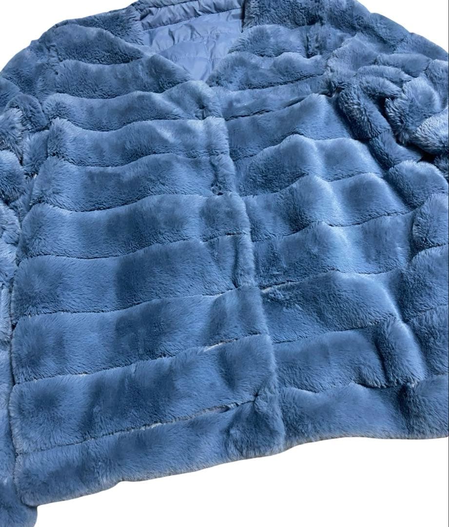 ソージュ soeju エコファーリバーシブルショートコート　ブルー　ブルゾン