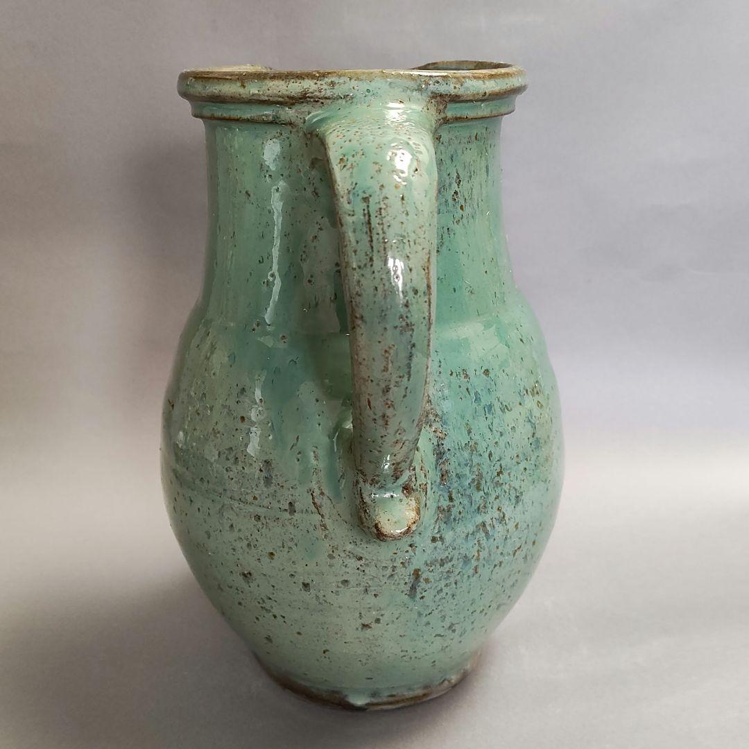 小鹿田焼　緑釉ピッチャー　水差し　小石原焼　民藝陶