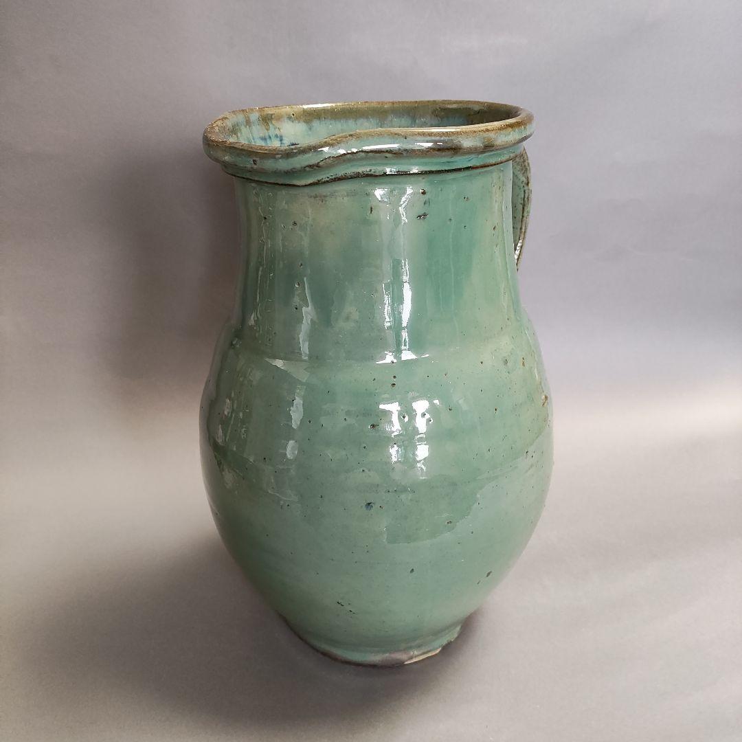 小鹿田焼　緑釉ピッチャー　水差し　小石原焼　民藝陶