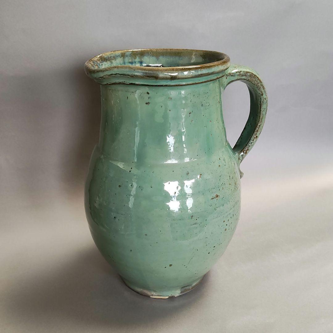 小鹿田焼　緑釉ピッチャー　水差し　小石原焼　民藝陶