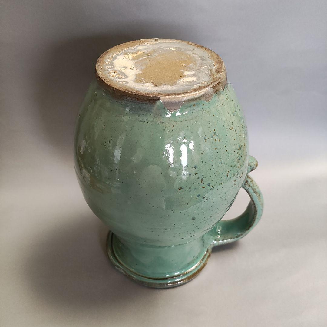 小鹿田焼　緑釉ピッチャー　水差し　小石原焼　民藝陶