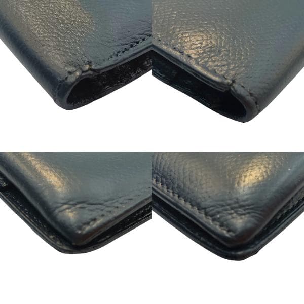 エルメス ベアン 長財布 二つ折り レザー Hロゴ 定番 人気 黒　0041