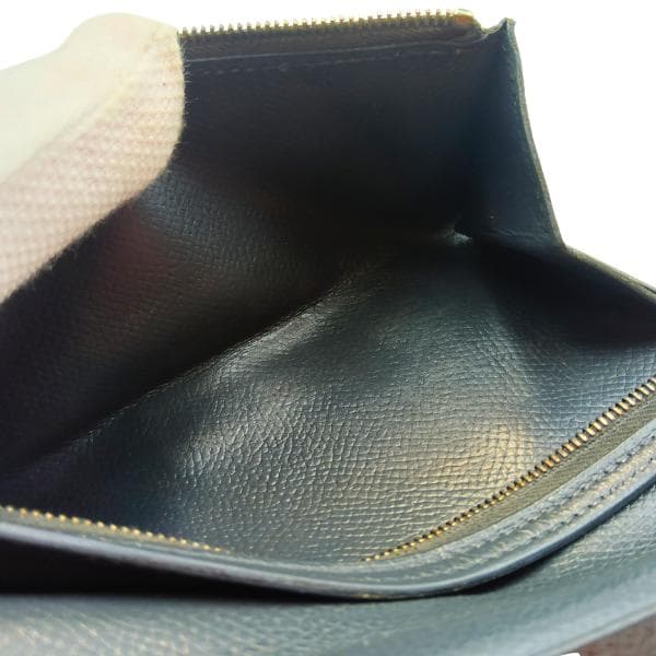 エルメス ベアン 長財布 二つ折り レザー Hロゴ 定番 人気 黒　0041