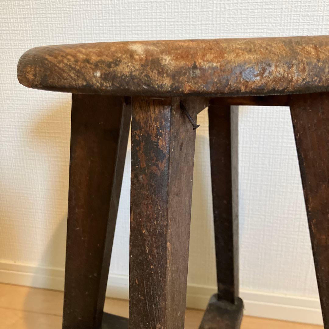 木製椅子　スツール ダークブラウン レトロ　昭和　ヴィンテージ