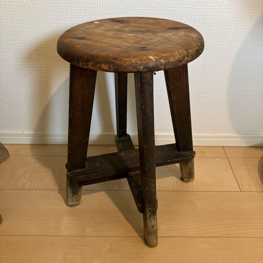 木製椅子　スツール ダークブラウン レトロ　昭和　ヴィンテージ