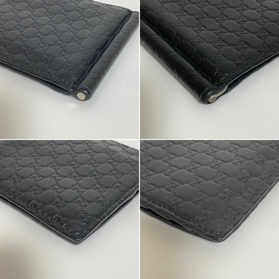 GUCCI グッチ マイクロシマ マネークリップ 二つ折り 札入れ ブラック 黒