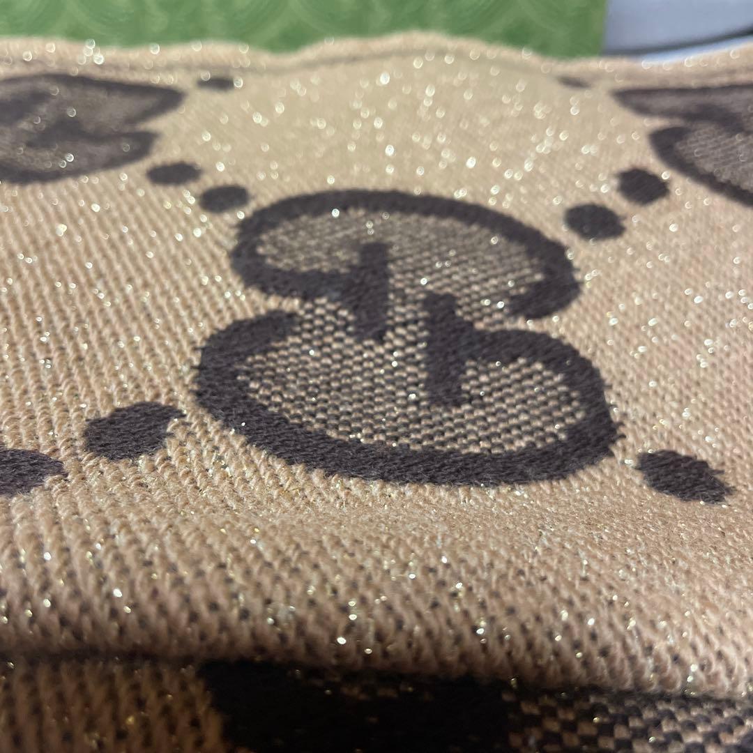 美品　GUCCI ウール　ラメ入　GGロゴ マフラー　ジャンボ　ジャガード