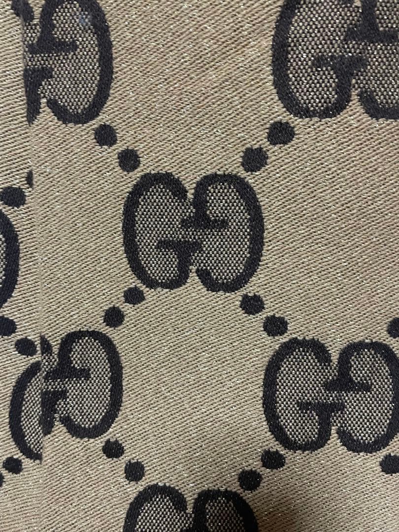 美品　GUCCI ウール　ラメ入　GGロゴ マフラー　ジャンボ　ジャガード