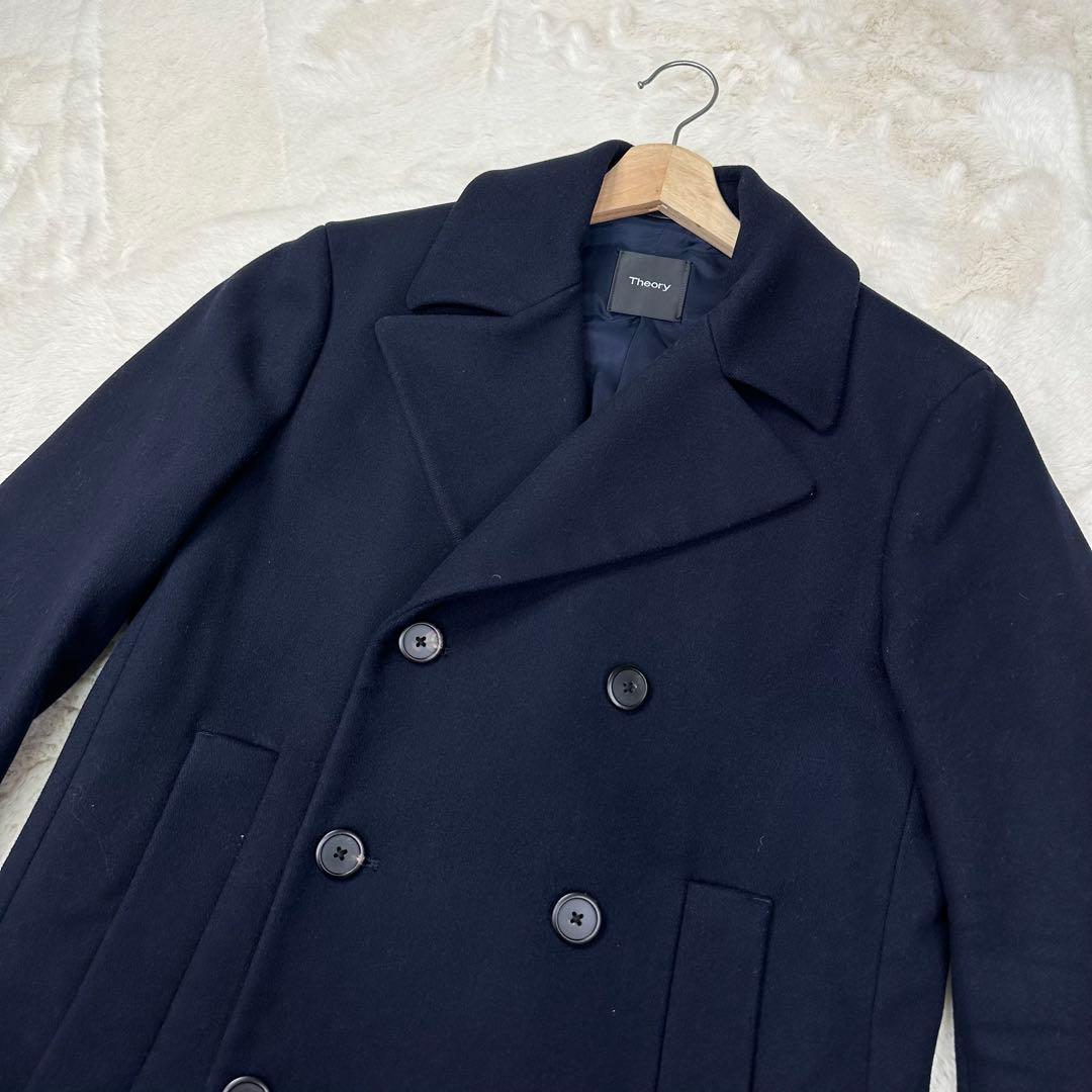 ✨美品✨Theory セオリー 美シルエット Pコート ネイビー 肉厚メルトン