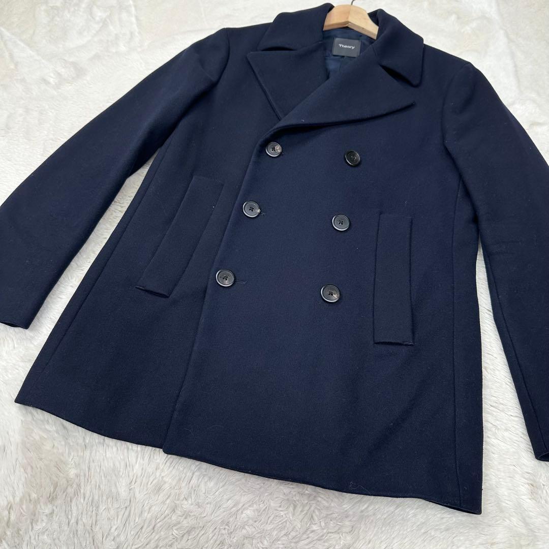 ✨美品✨Theory セオリー 美シルエット Pコート ネイビー 肉厚メルトン