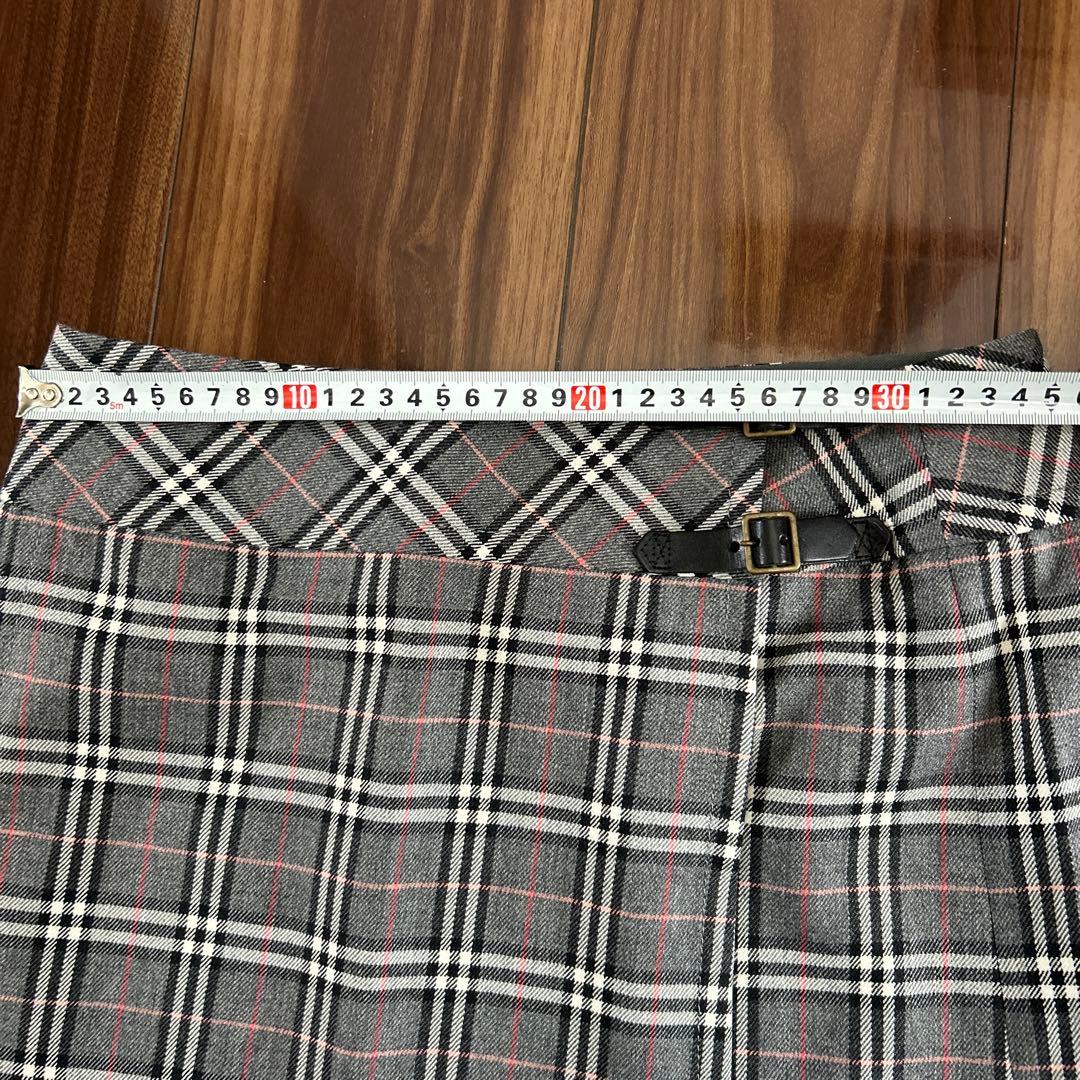 美品✨バーバリーブルーレーベル　ノバチェックミニ巻きスカートグレー