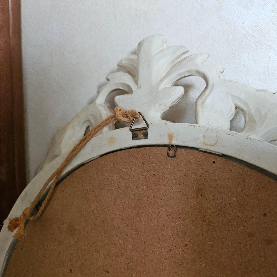 イタリア製 ミラー クラシック アンティーク ホワイト 壁掛け 鏡 ロココ調