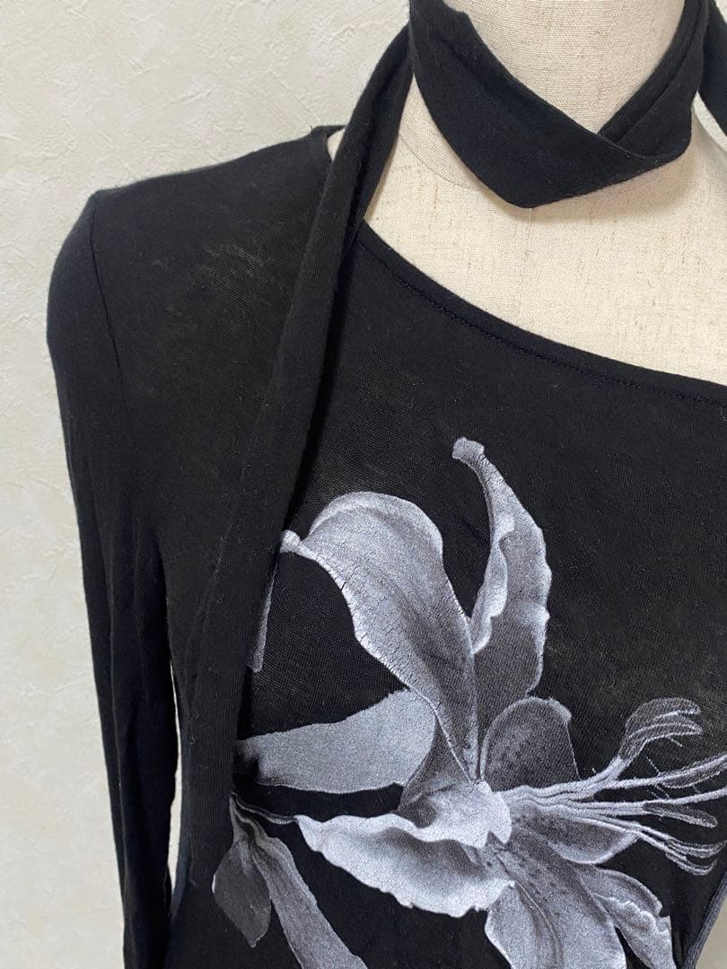 トップス elfelfelfarchives LILY SCARF TOP BLACK