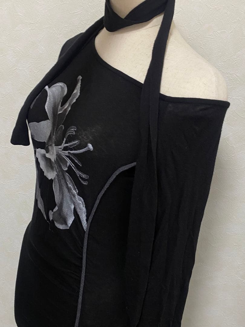 トップス elfelfelfarchives LILY SCARF TOP BLACK