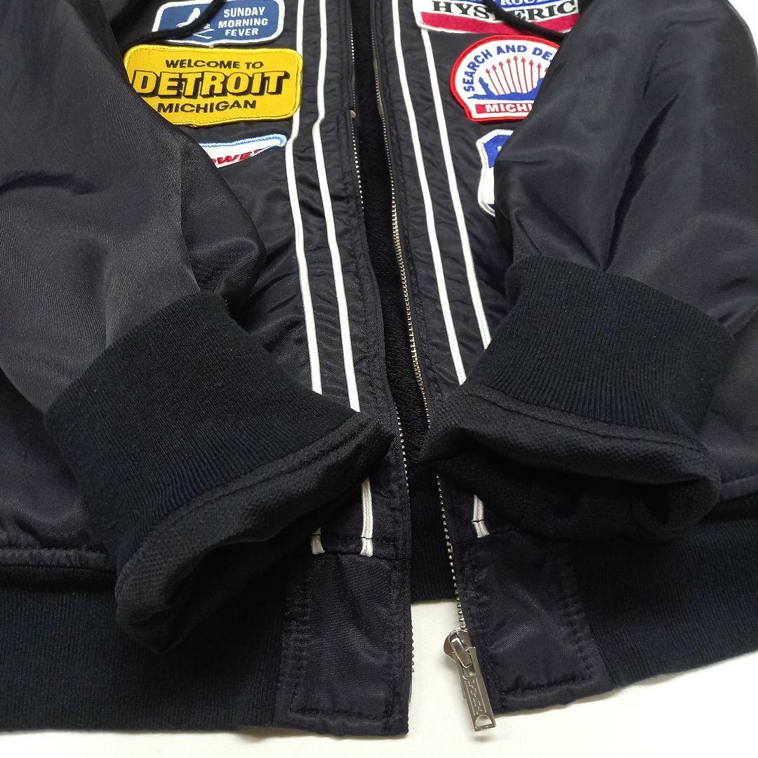 ヒステリックグラマー ワッペンガール フーデット ナイロン ジャケット 黒