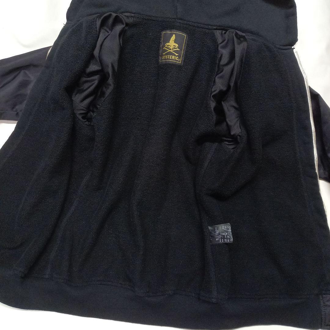 ヒステリックグラマー ワッペンガール フーデット ナイロン ジャケット 黒