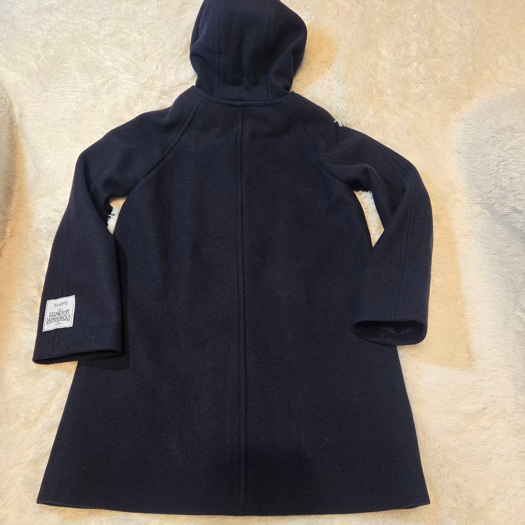 SHIPS ハミルトン-ラムウールフード付きウールコートフード ネイビー40