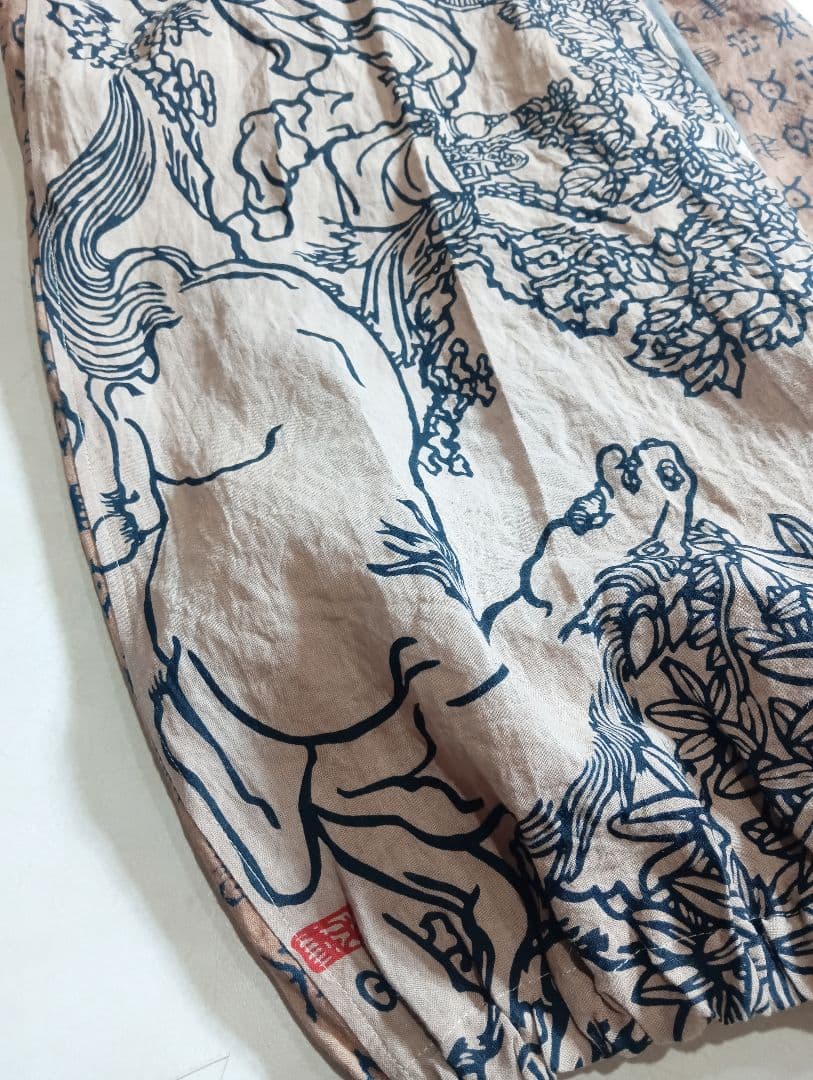 ★柿渋染手ぬぐいのモンペパンツ★男女兼用★