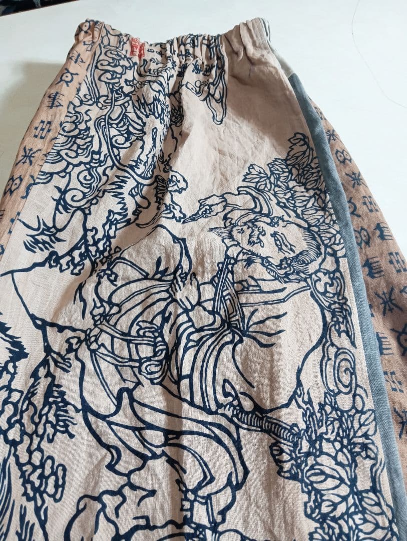 ★柿渋染手ぬぐいのモンペパンツ★男女兼用★