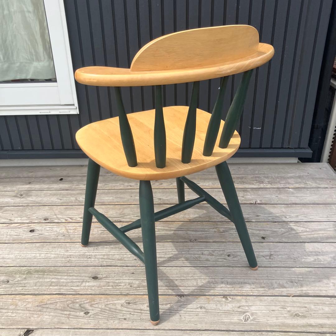 ② 北欧レトロ 無垢材 ツートン ウインザーチェア ダイニングチェア 古家具