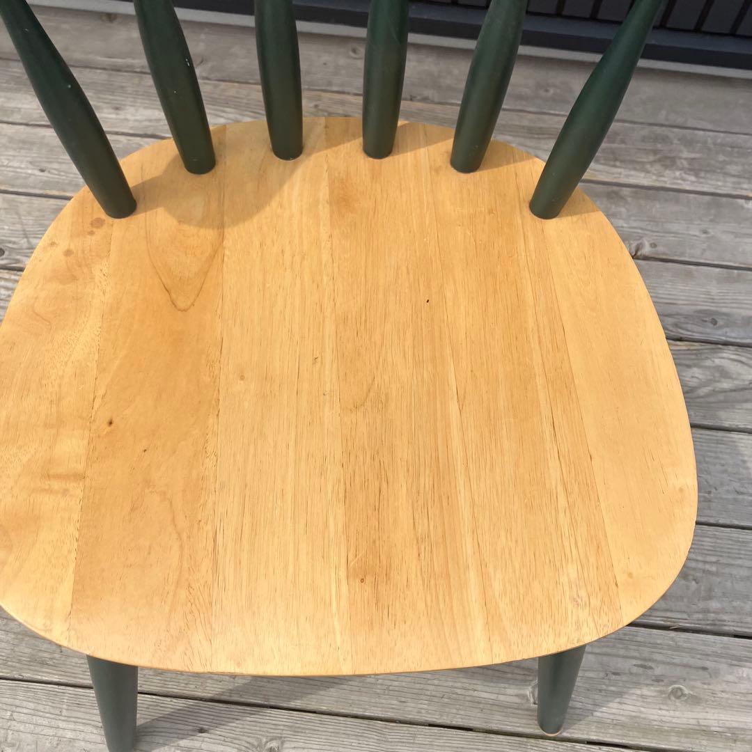 ② 北欧レトロ 無垢材 ツートン ウインザーチェア ダイニングチェア 古家具