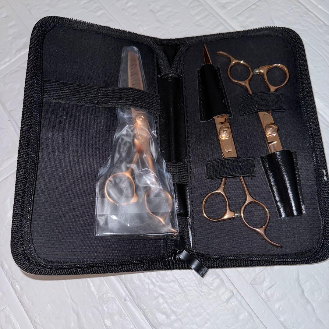 DEEDSペット用はさみピンクゴールドチタントリミングシザーセニング 3本セット