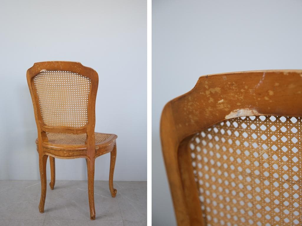 フランスアンティーク猫脚ダイニングチェア/椅子イス/籐ラタン(90-190-3)