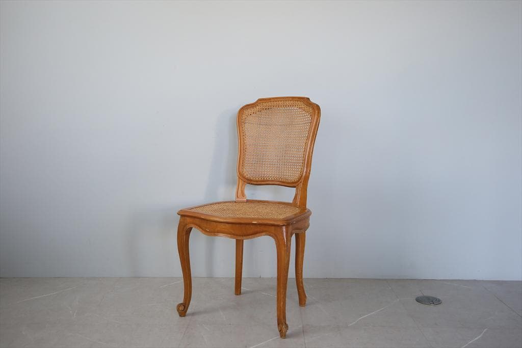 フランスアンティーク猫脚ダイニングチェア/椅子イス/籐ラタン(90-190-3)