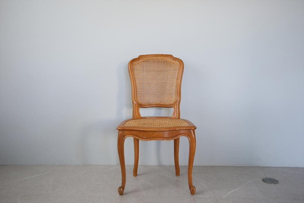 フランスアンティーク猫脚ダイニングチェア/椅子イス/籐ラタン(90-190-3)