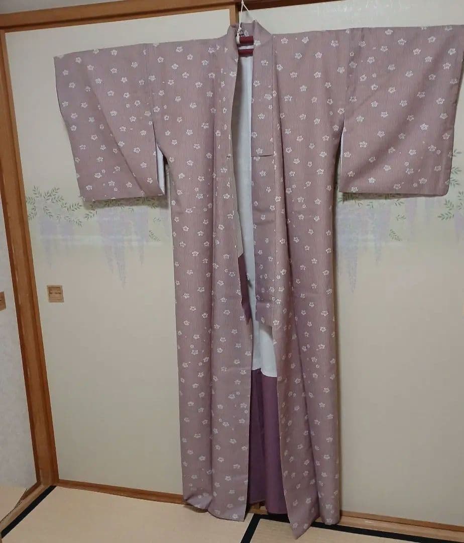 おにぎり21　洗える着物+名古屋帯　裄66　肩身丈164　+帯揚げ、帯締め