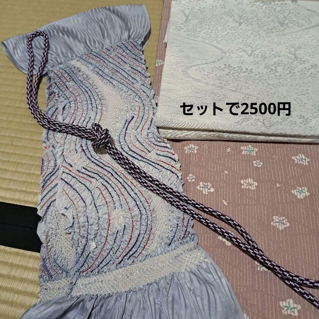 おにぎり21　洗える着物+名古屋帯　裄66　肩身丈164　+帯揚げ、帯締め