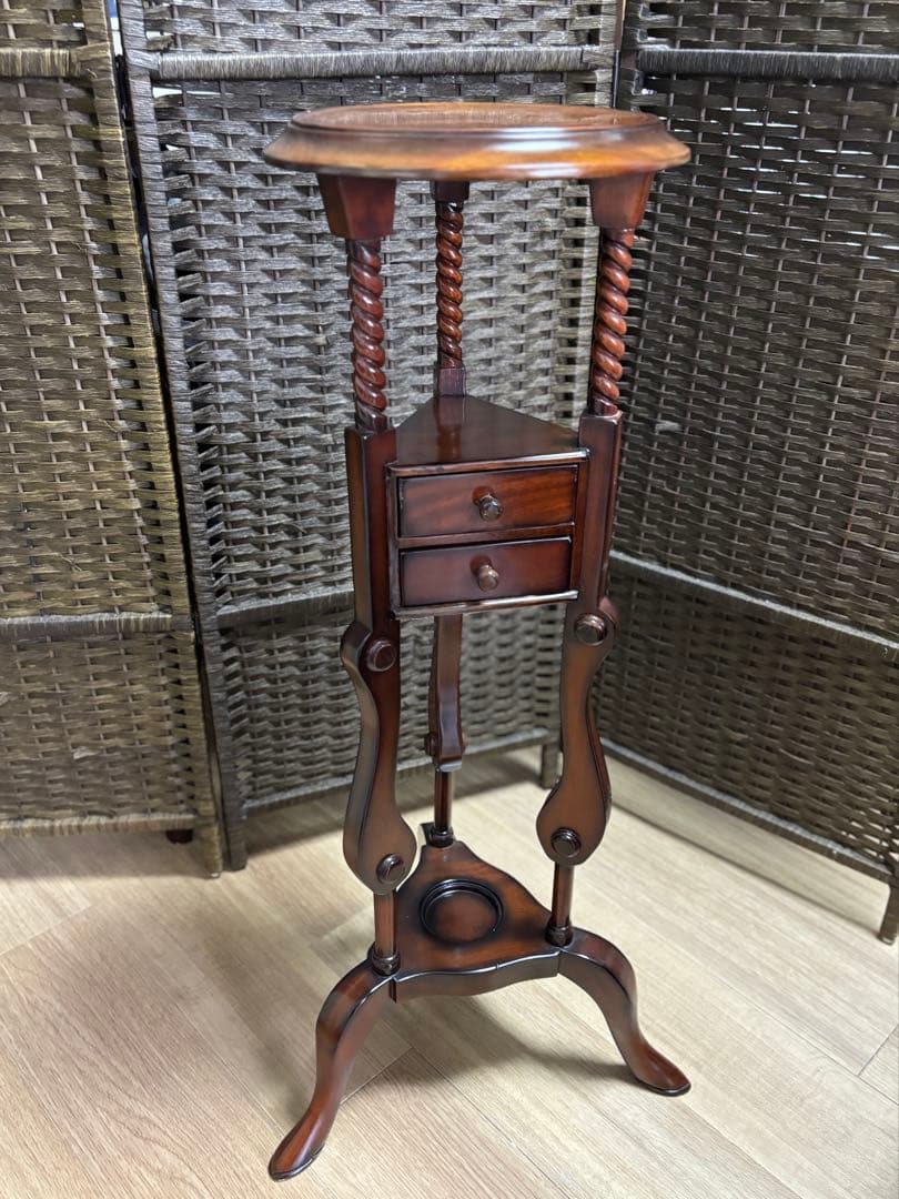 アンティーク調　花台　置き台　引き出し　イギリス製