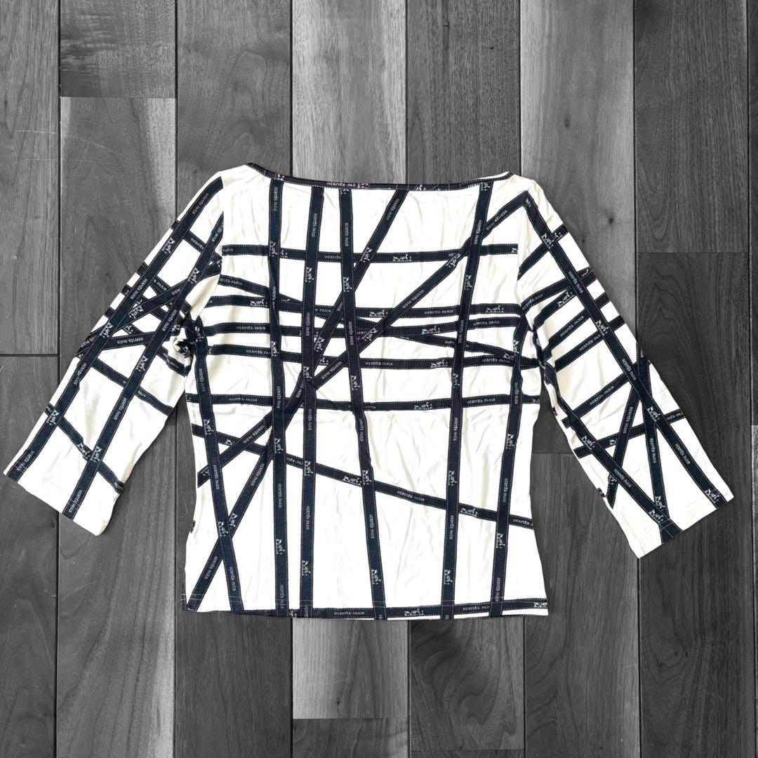 HERMES マルジェラ期　長袖Tシャツ リボン柄 ボルデュック柄　y2k
