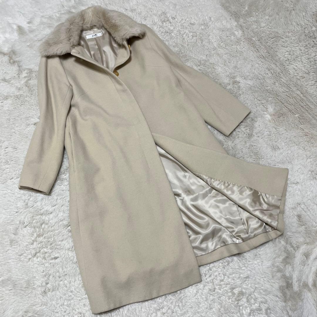 美品　23区 ロングコート　アンゴラ混　ファー　大きいサイズ　3XL 46