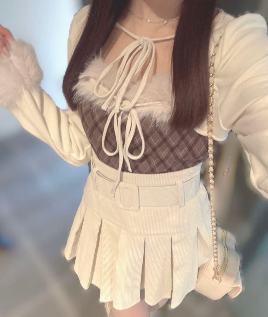 one way ファー付きボレロ風トップス