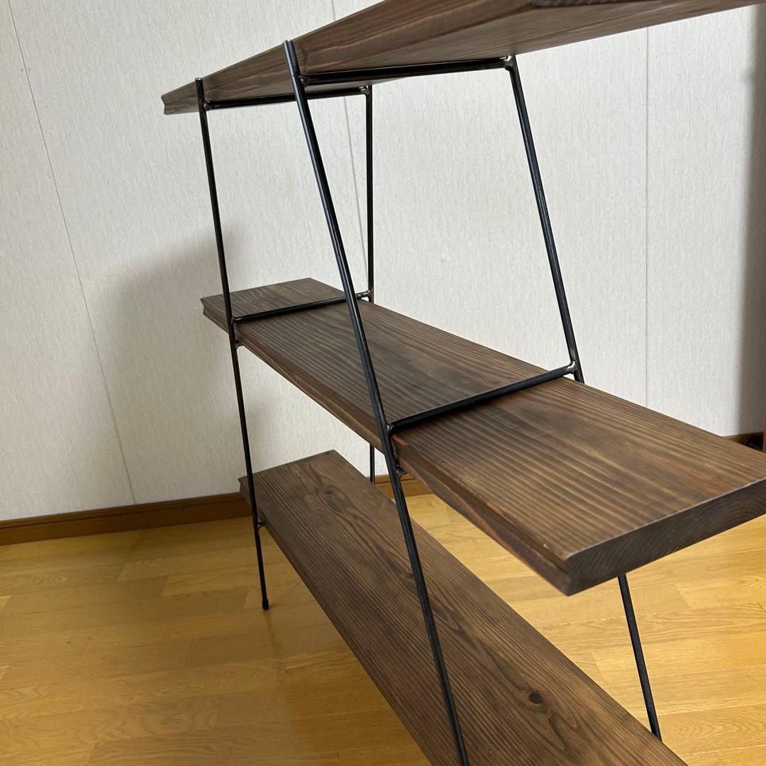 カフェ板3段シェルフ　アイアン家具　キッチン家具　オシャレ　ミニマル