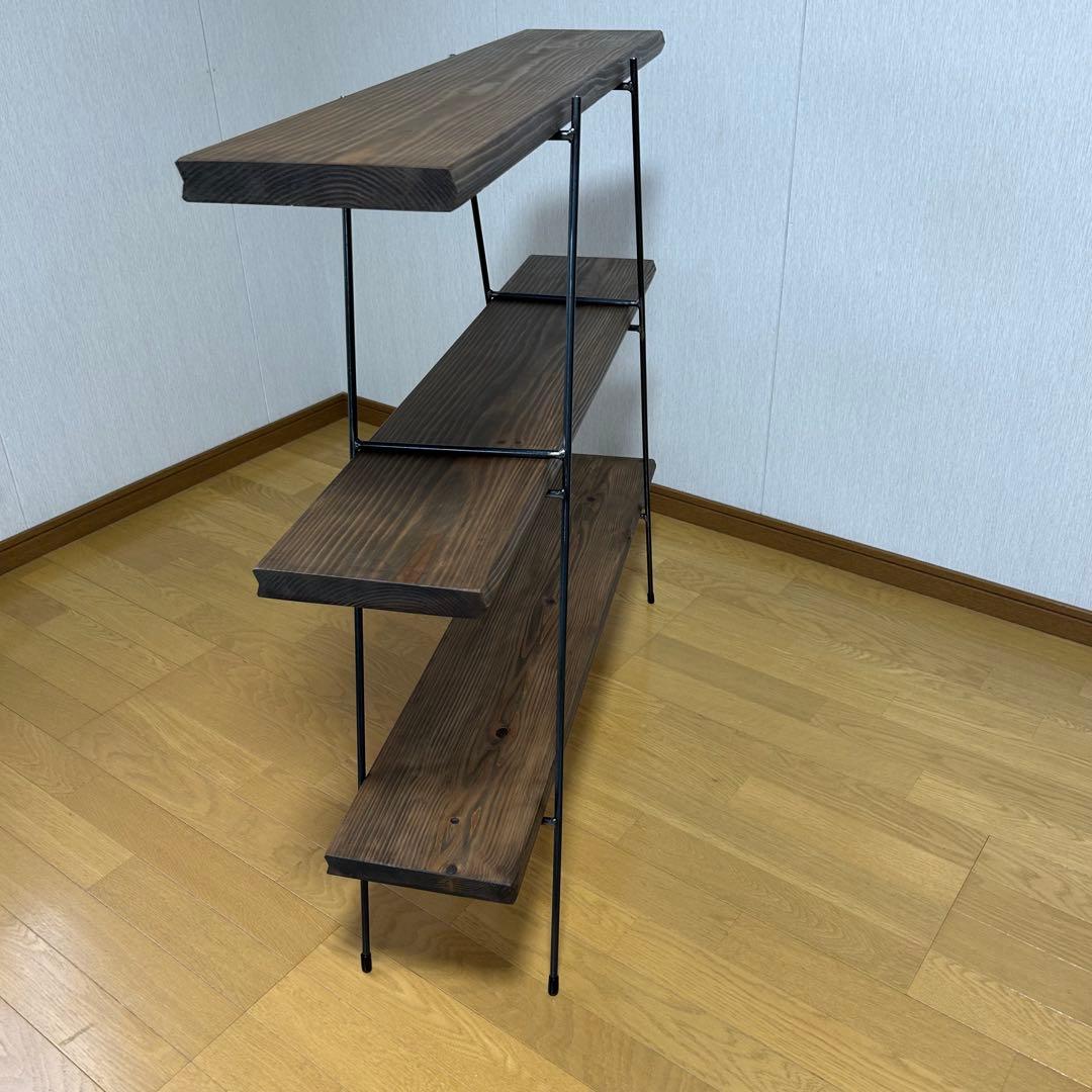 カフェ板3段シェルフ　アイアン家具　キッチン家具　オシャレ　ミニマル