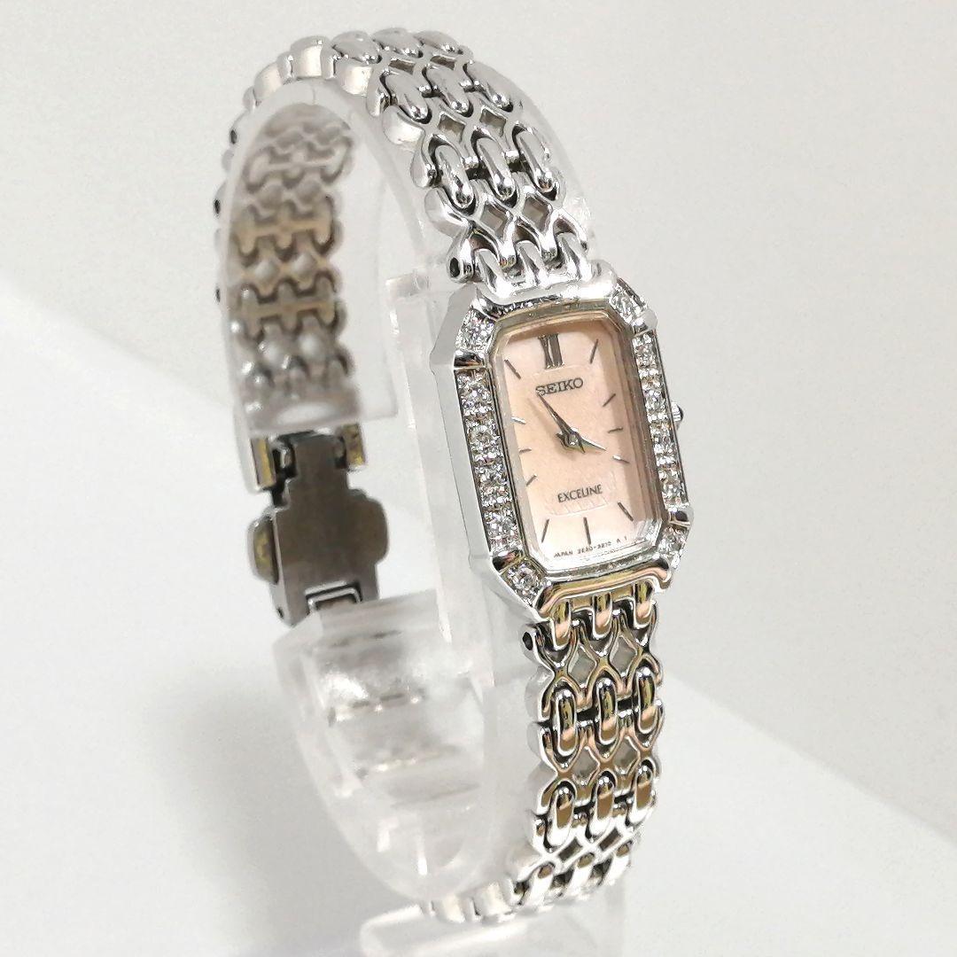 稼働✨SEIKO　エクセリーヌ　腕時計　12Pダイヤ ゼベル　シェル文字盤　希少