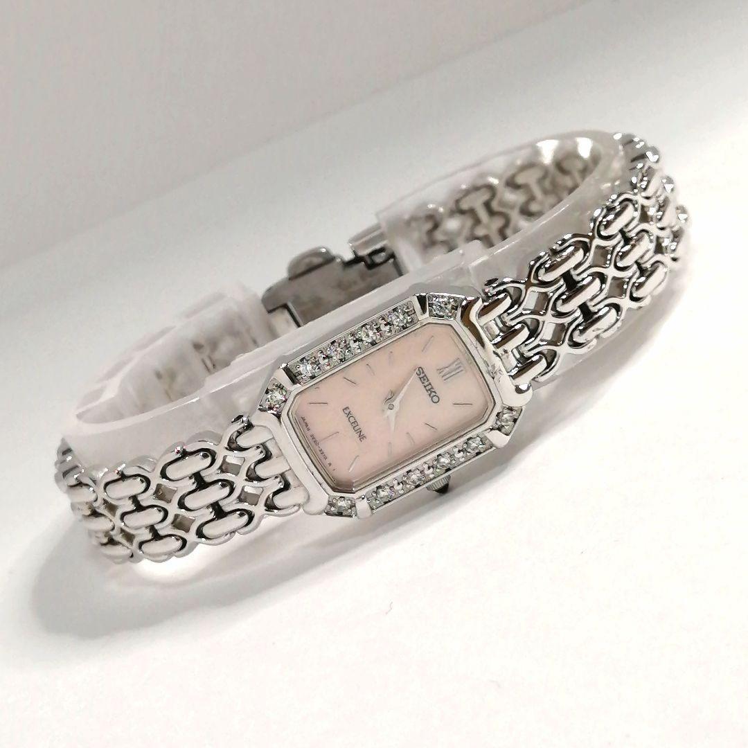稼働✨SEIKO　エクセリーヌ　腕時計　12Pダイヤ ゼベル　シェル文字盤　希少
