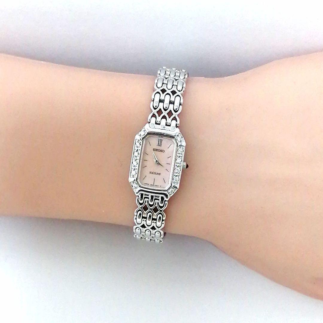 稼働✨SEIKO　エクセリーヌ　腕時計　12Pダイヤ ゼベル　シェル文字盤　希少