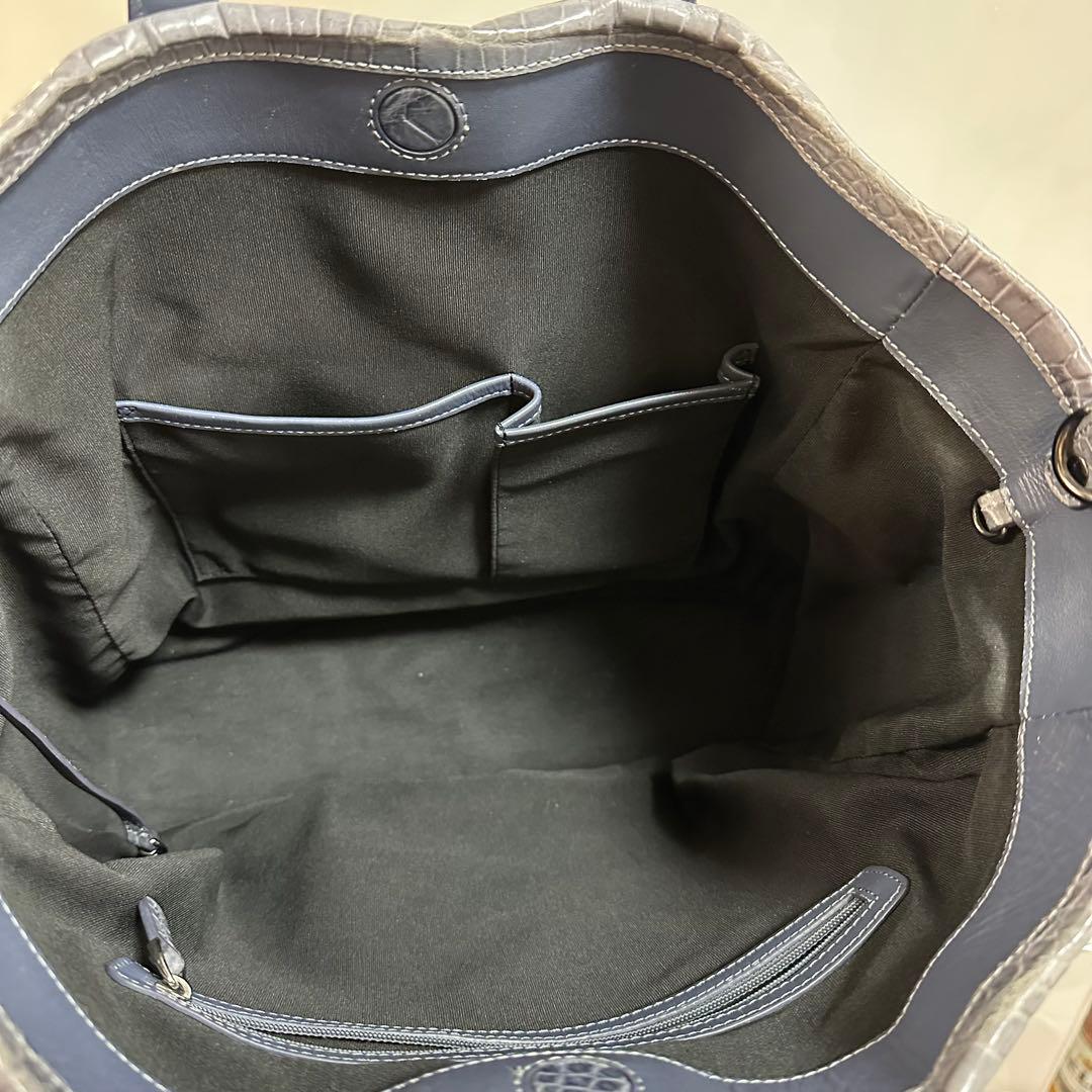 D*A様 ブルーグレー　クロコダイル　本革　2way トートバッグ