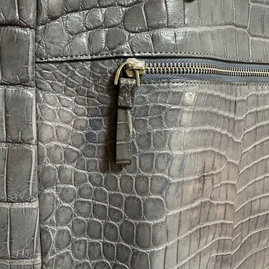 D*A様 ブルーグレー　クロコダイル　本革　2way トートバッグ
